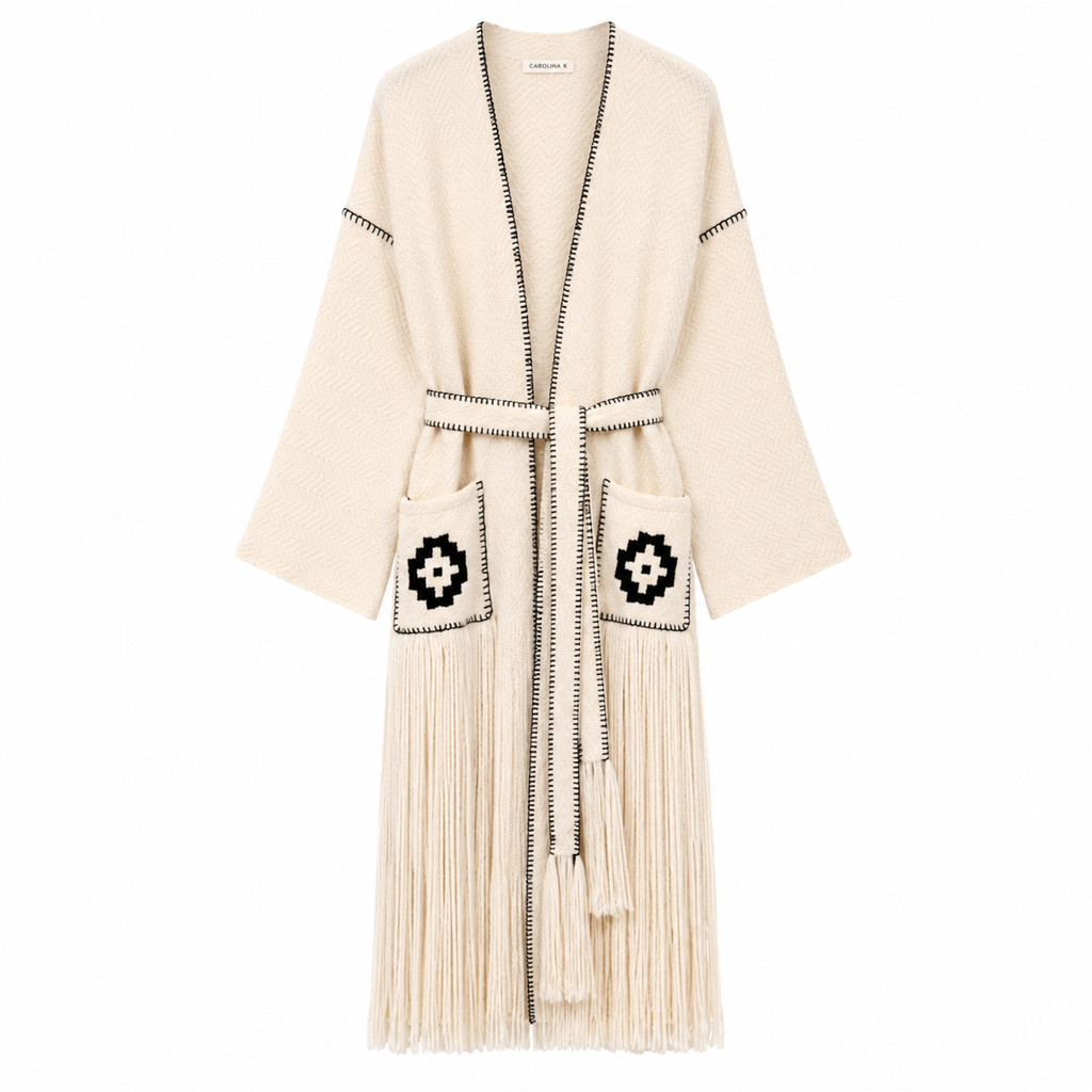 Carolina K Saddler Coat | Off White and Black