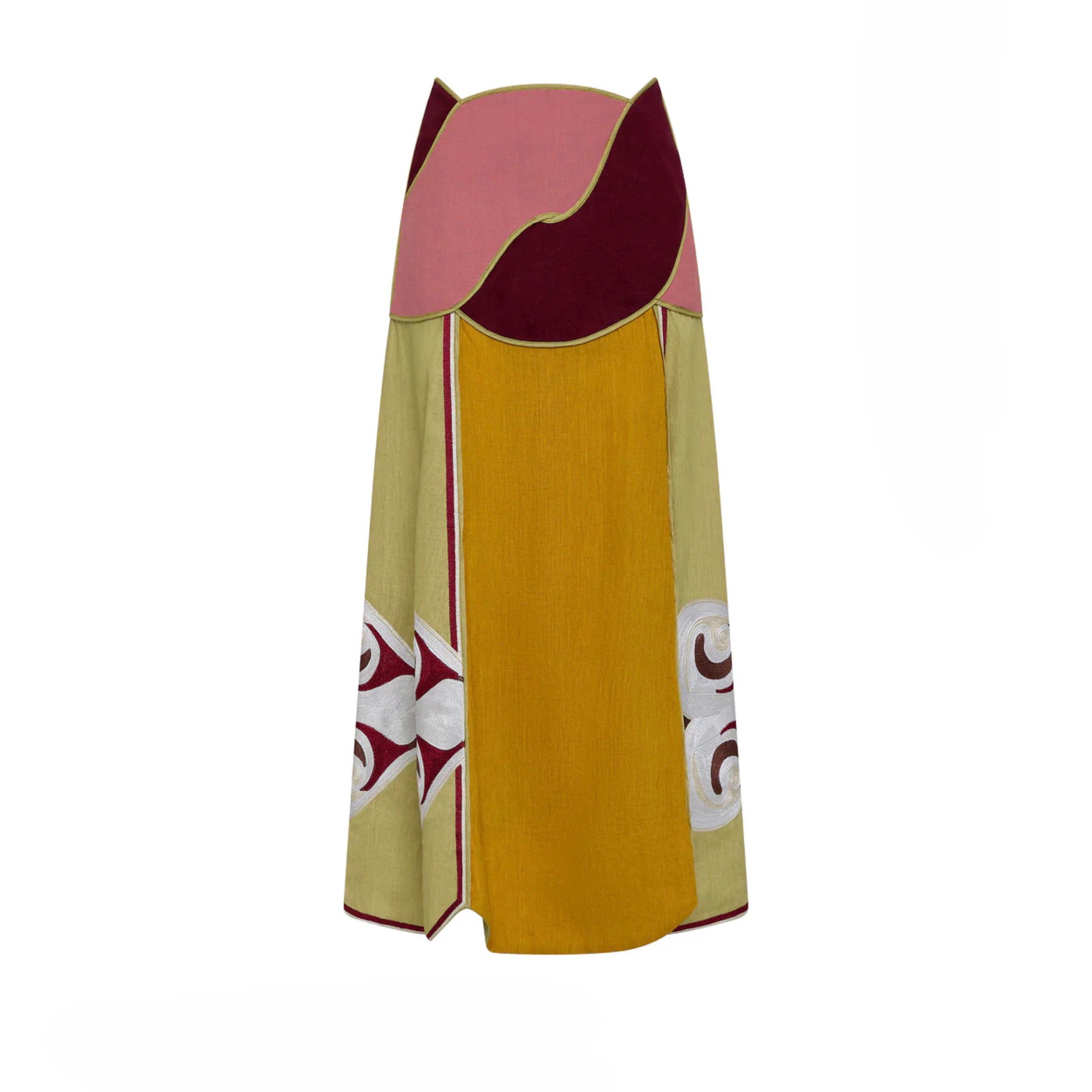 Antipodean - Twin Rivers Curved Yoke Midi Skirt- Mauveglow