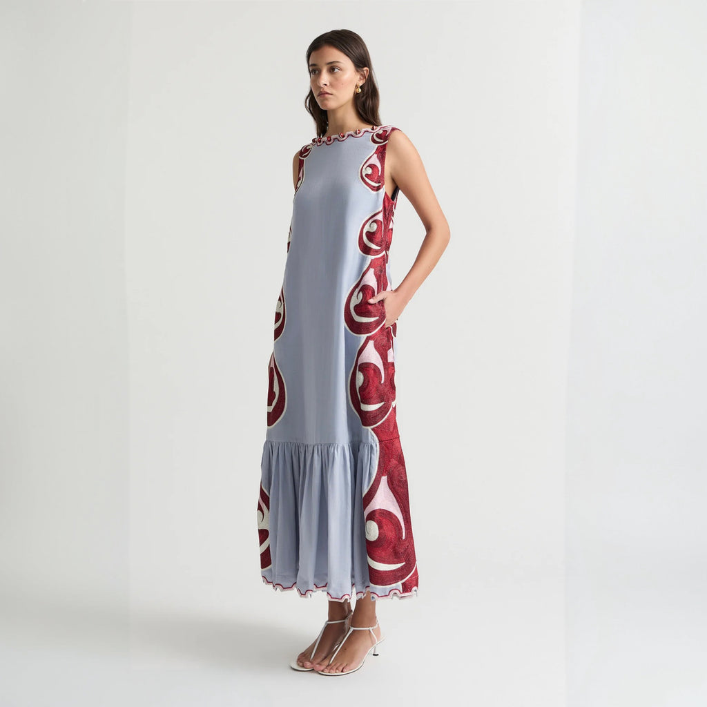Antipodean - Twin Rivers Boat Neck Maxi Dress - Sea Glass