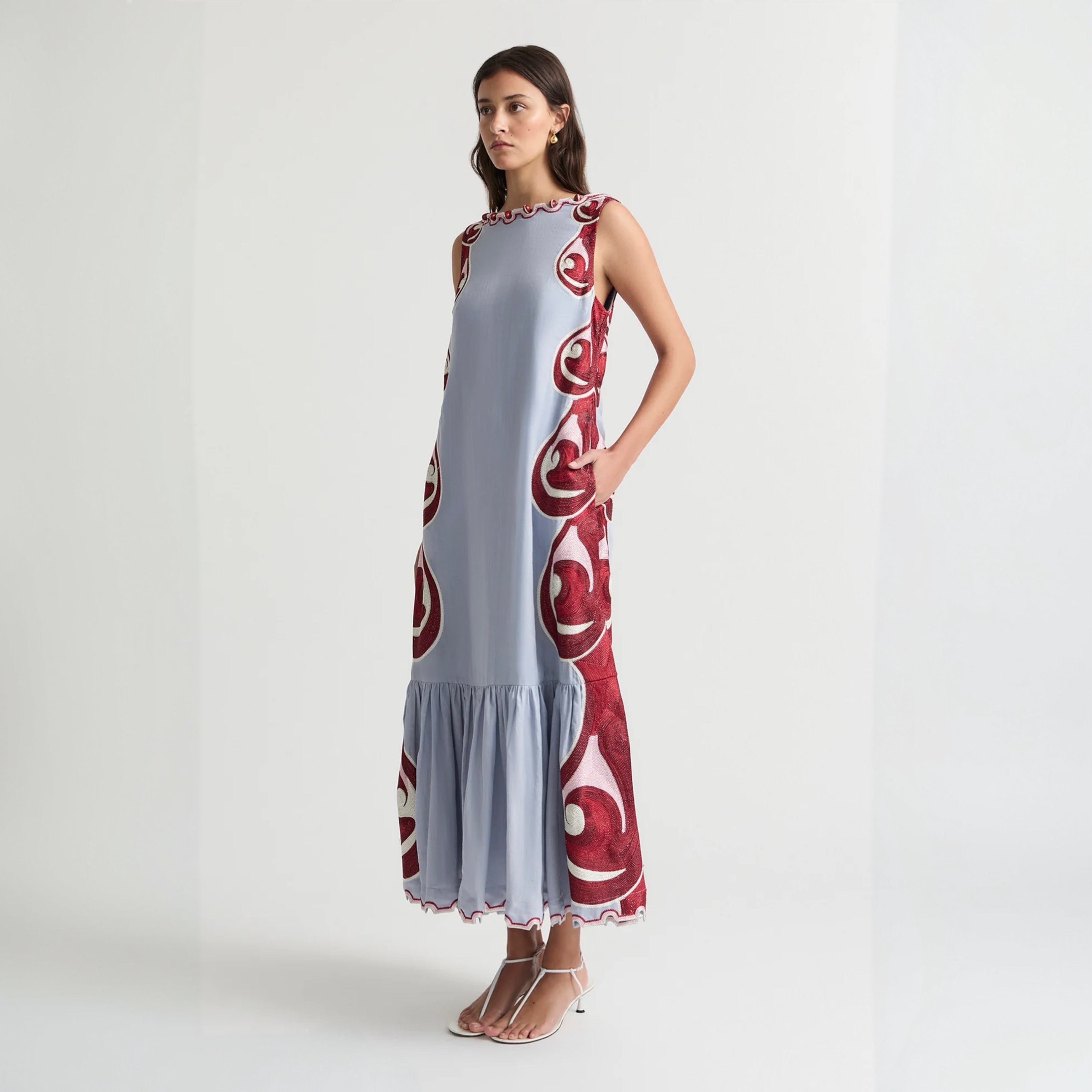 Antipodean - Twin Rivers Boat Neck Maxi Dress - Sea Glass