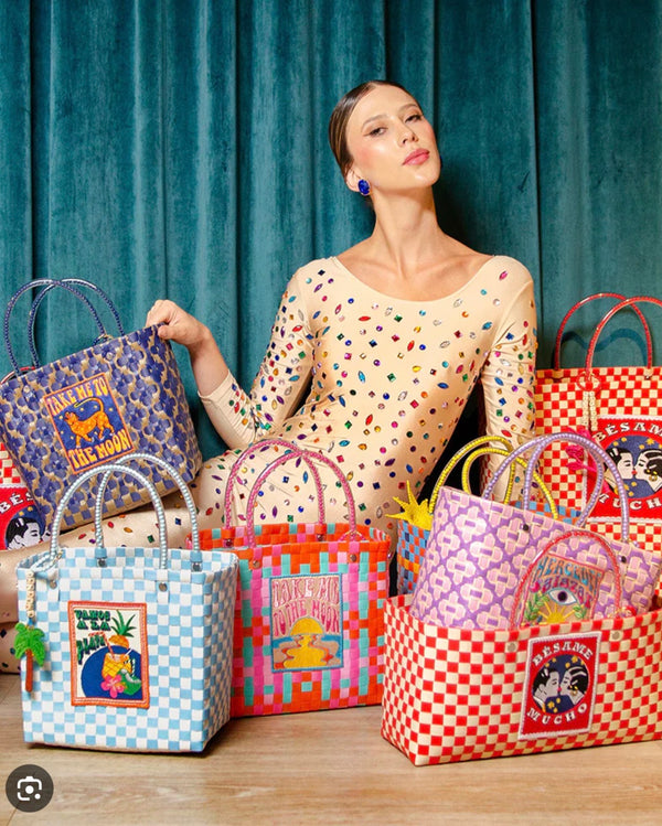 MERCEDES SALAZAR Take me to the Moon Handbag Medium In Aqua