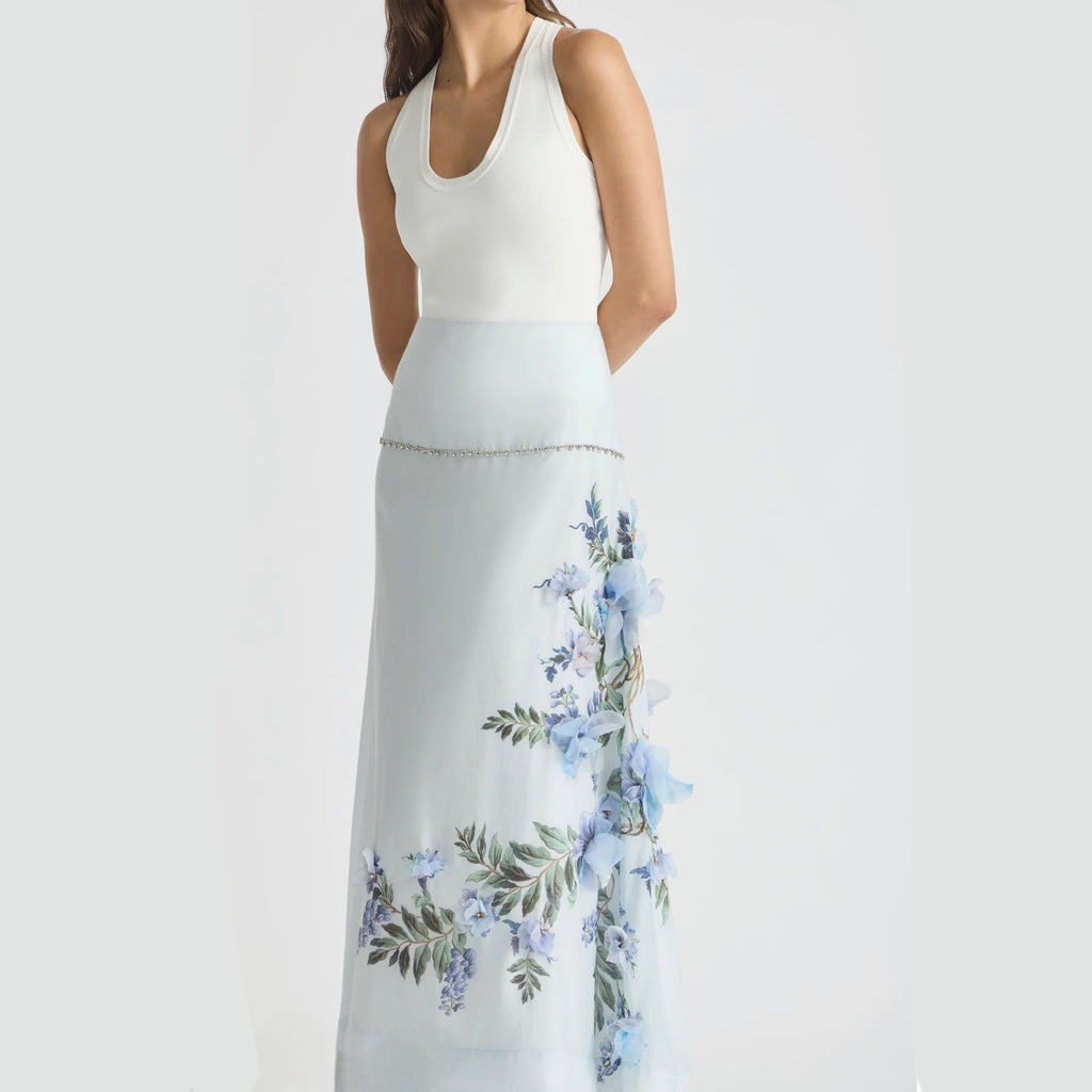 Antipodean Bisous Flower Yoke Skirt – Sapphire Midi Skirt