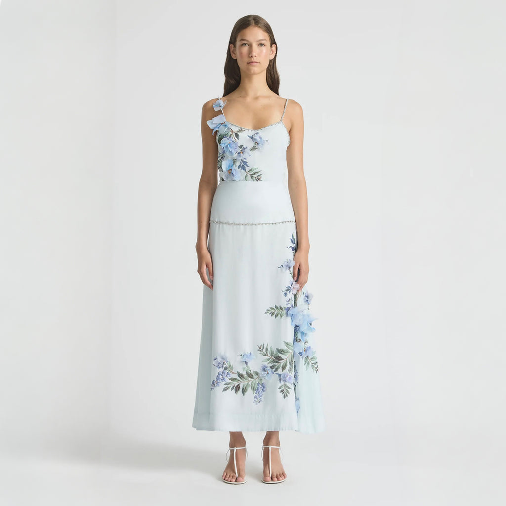 Antipodean Bisous Flower Yoke Skirt – Sapphire Midi Skirt