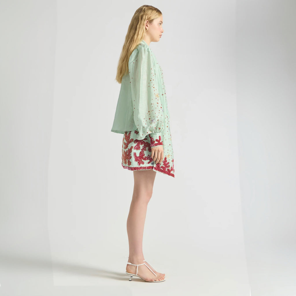 Oceans Apart Wave Skirt- Seafoam