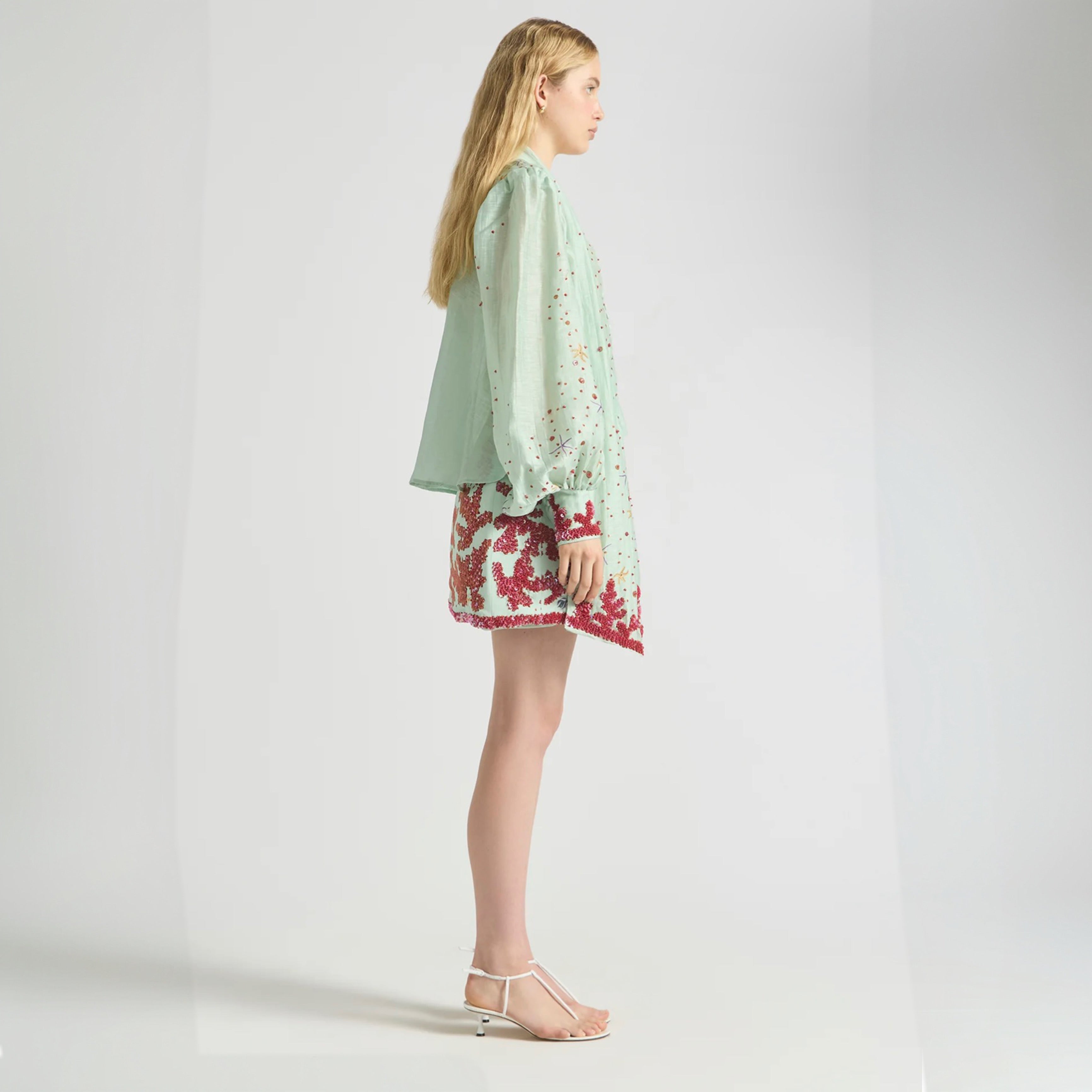 Oceans Apart Wave Skirt- Seafoam