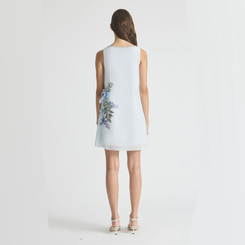 Antipodean Bisous Floral Shift Dress – Sapphire V-Neck Mini