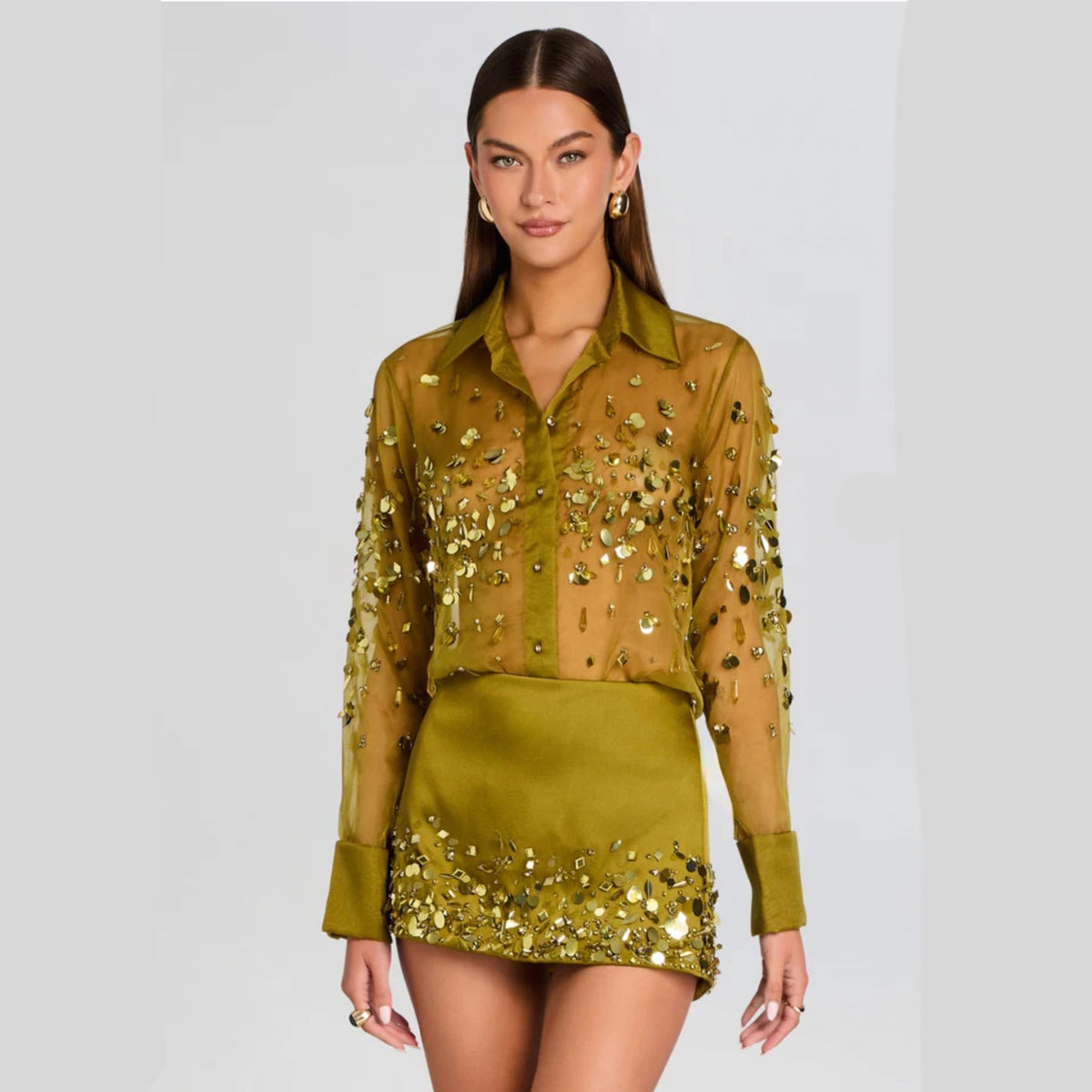 Retrofête Quilly Embroidered Blouse | Basil