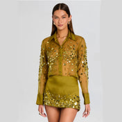 Retrofête Quilly Embroidered Blouse | Basil