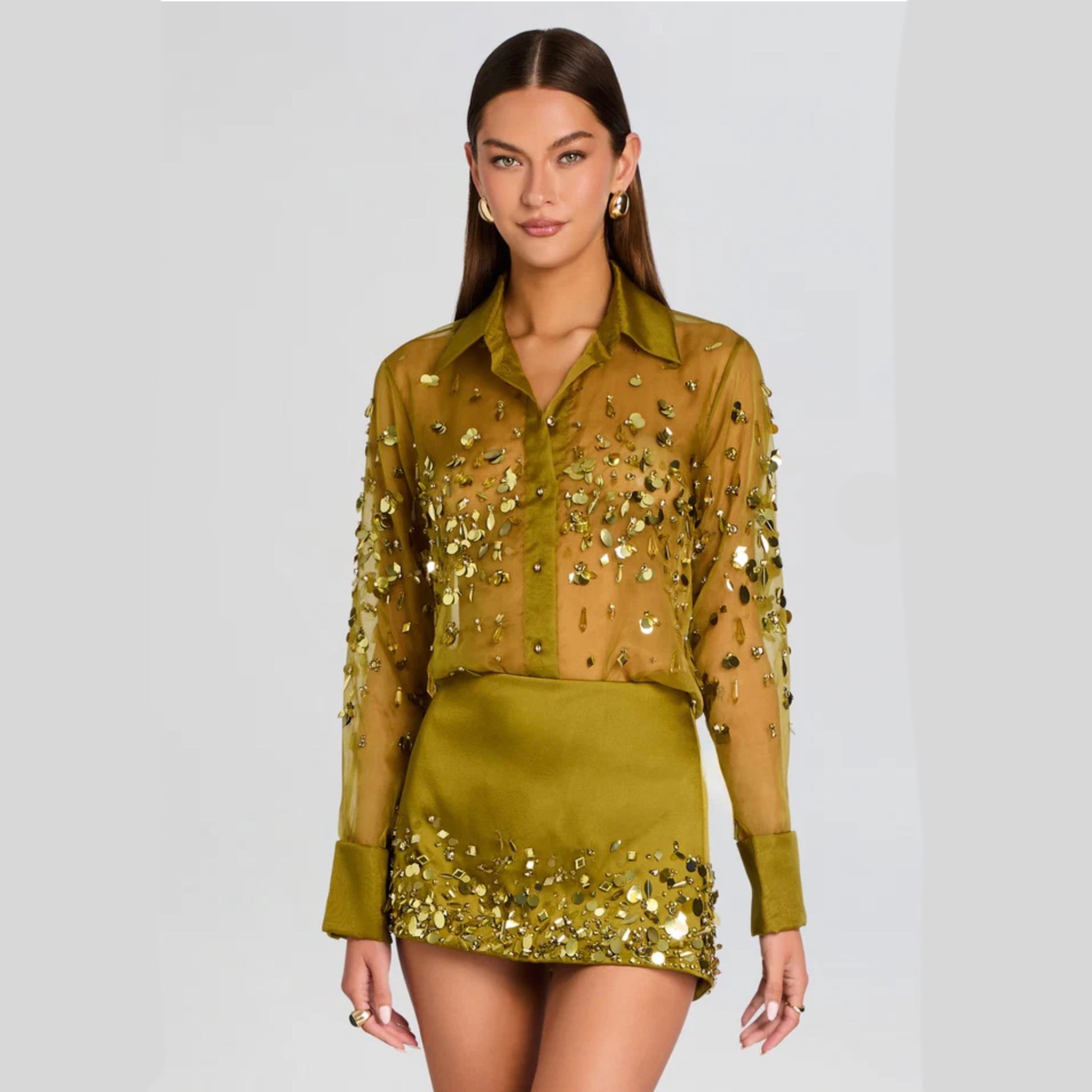 Retrofête Quilly Embroidered Blouse | Basil