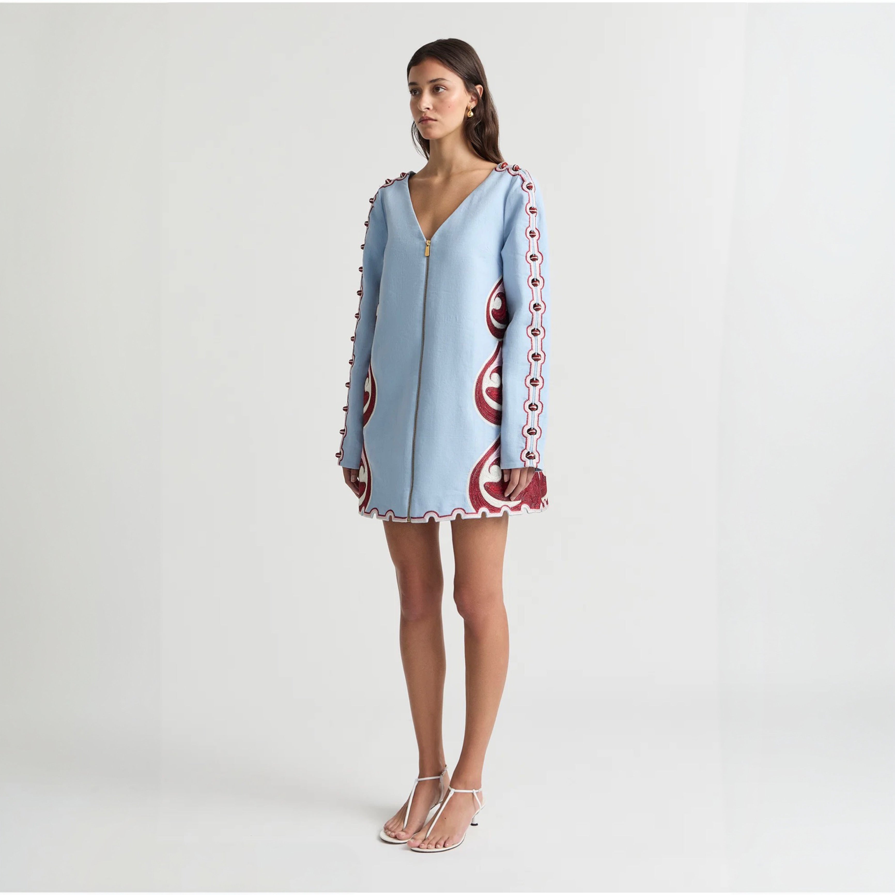 Antipodean - Twin Rivers Slim Sleeve Mini Dress - Sea Glass