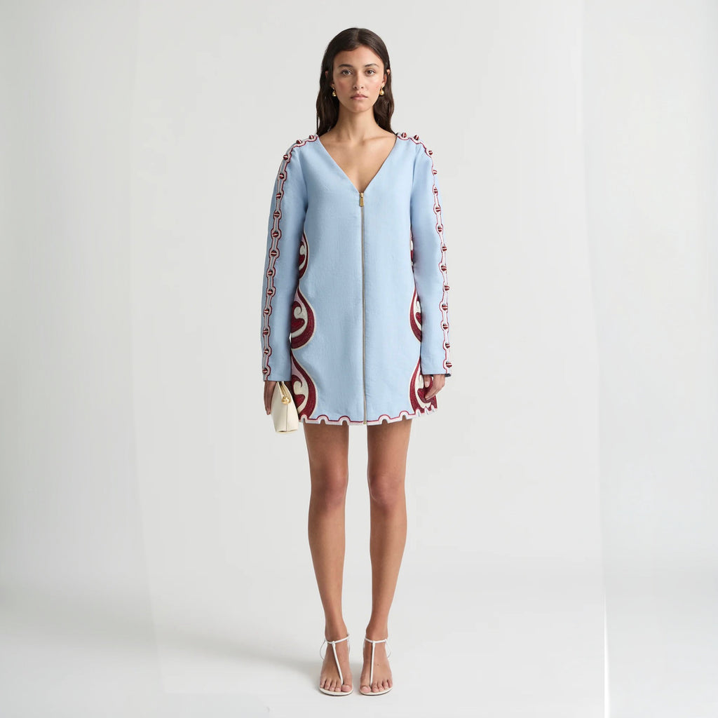 Antipodean - Twin Rivers Slim Sleeve Mini Dress - Sea Glass
