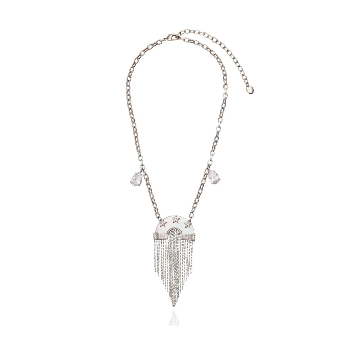 Miranda Fringe Necklace with Mob Silver