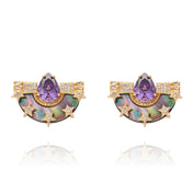 Larissa Earrings Black / Amethyst Mop Gold