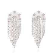Miranda Fringe Earrings White & Silver
