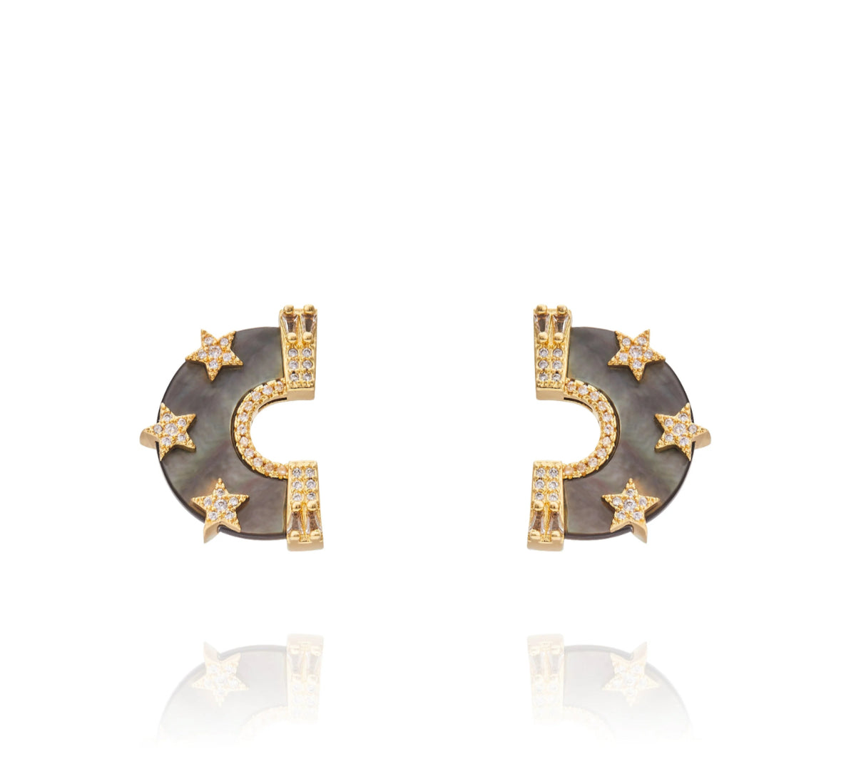 Larissa Earrings Black Mop & Gold