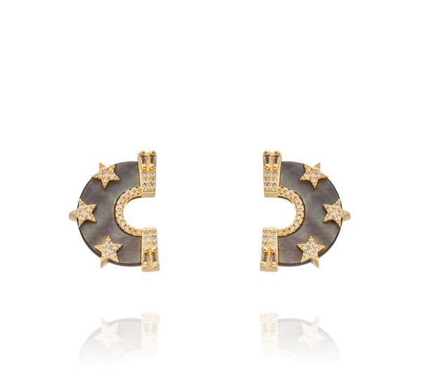 Larissa Earrings Black Mop & Gold