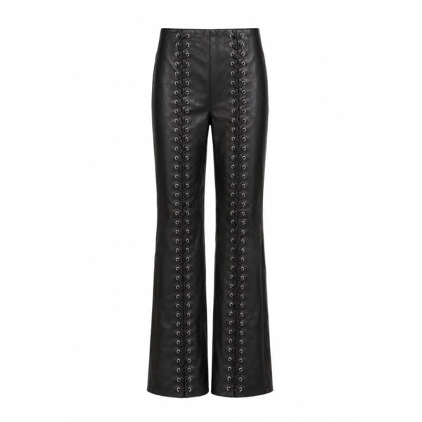 ZUT Sierra Pant | Black Lace-Up Leather Trousers