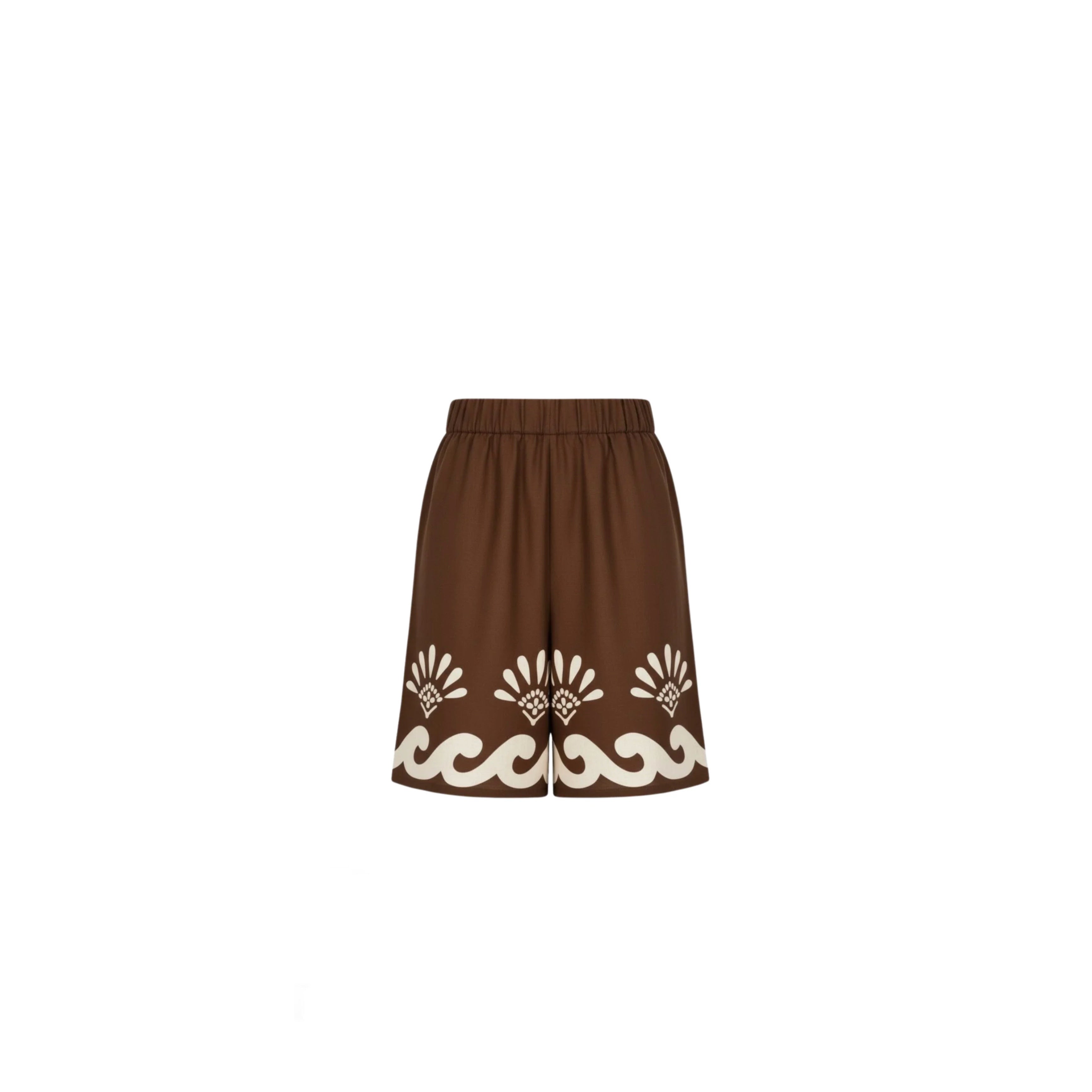 ISABEL BEACHWEAR
SHORTS PANTS PALM LINO BROWN - IVORY