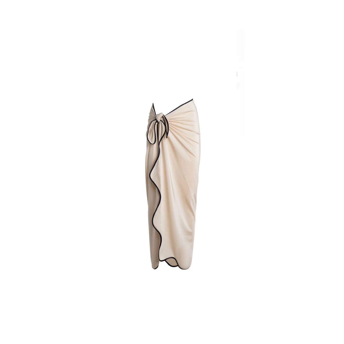 ISABEL BEACHWEAR PAREO MIDI LYCRA WAVE ALMOND - BLACK