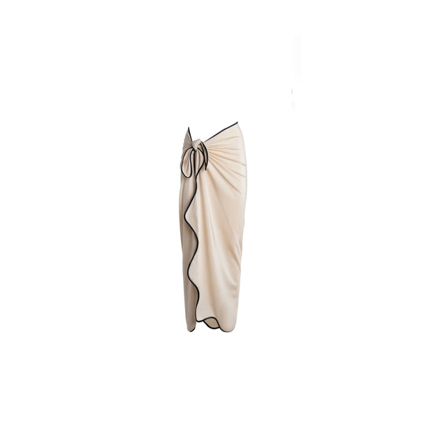 ISABEL BEACHWEAR PAREO MIDI LYCRA WAVE ALMOND - BLACK