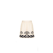 ISABEL BEACHWEAR SHORTS PANTS PALM LINO IVORY - BLACK