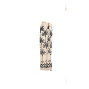 ISABEL BEACHWEAR FOULARD PAREO SILK COTTON PALM IVORY-BLACK