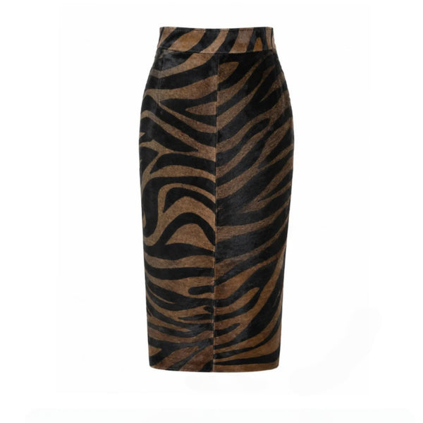 ZUT The Sable Skirt | Tiger Print Pony Hair Pencil Skirt