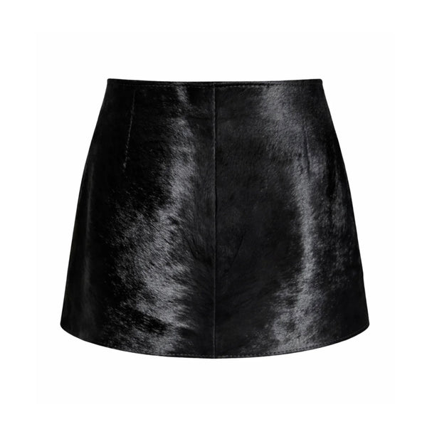 ZUT Tellier Skirt | Black Haircalf A-Line Mini Skirt