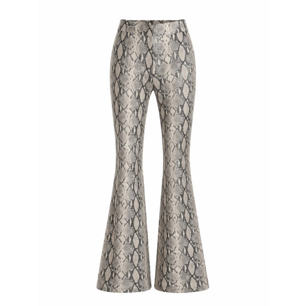 ZUT Cidade Pant | Python-Embossed Leather Flare Trousers