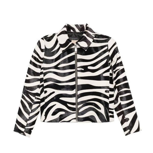 ZUT Ashford Jacket Zebra | Zebra Print Pony Hair Zip Jacket