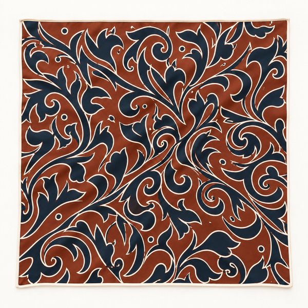Carolina K Autumn Vine Scarf Brown | Silk Square Scarf
