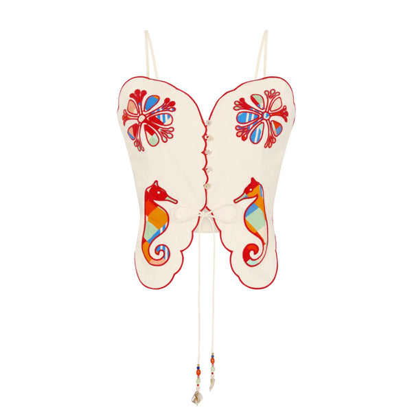 Carolina K Monarca Top | Embroidered Butterfly Camisole Top