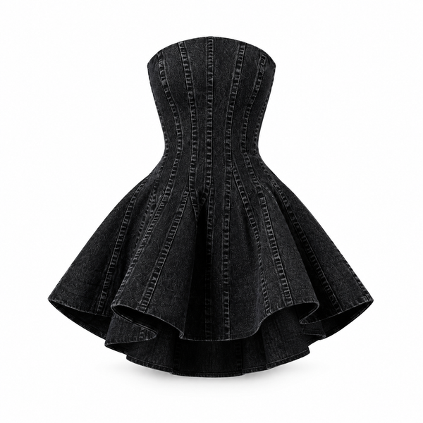 AKNVAS - The Lefa Dress in Black Denim