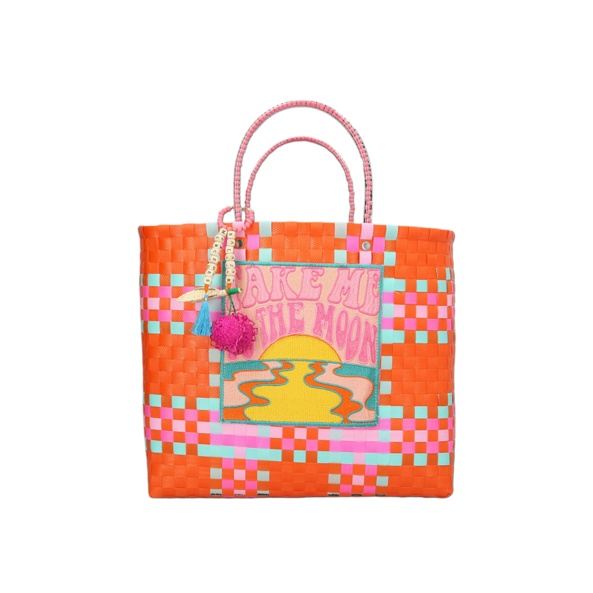 MERCEDES SALAZAR Take meto the Moon Handbag Medium Orange & Pink