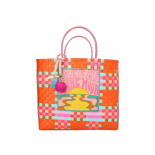 MERCEDES SALAZAR Take meto the Moon Handbag Medium Orange & Pink