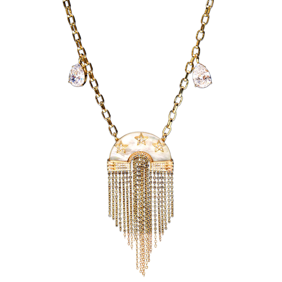 Miranda Fringe Necklace Mother Pearl / Gold