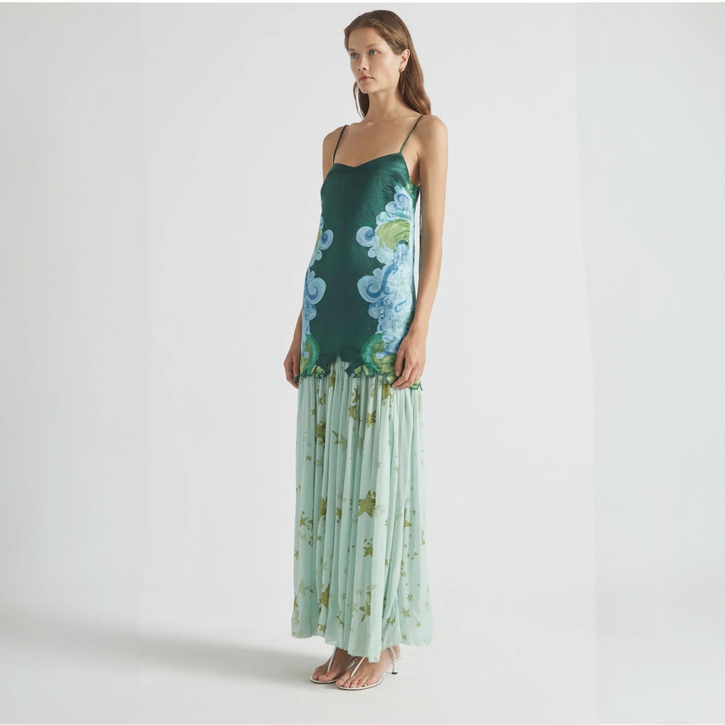 Antipodean Runaway Star Drop Waist Gown in Emerald