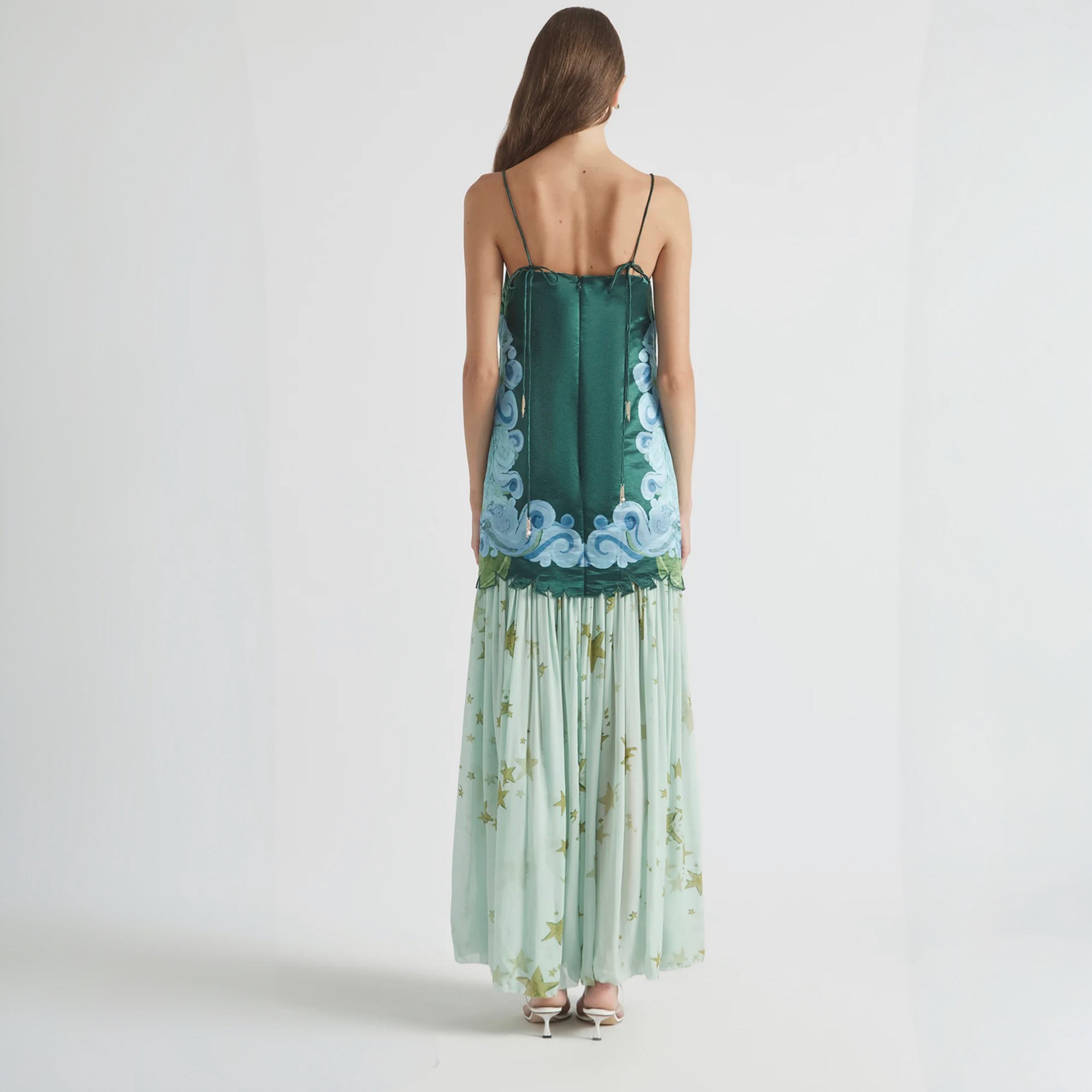 Antipodean Runaway Star Drop Waist Gown in Emerald