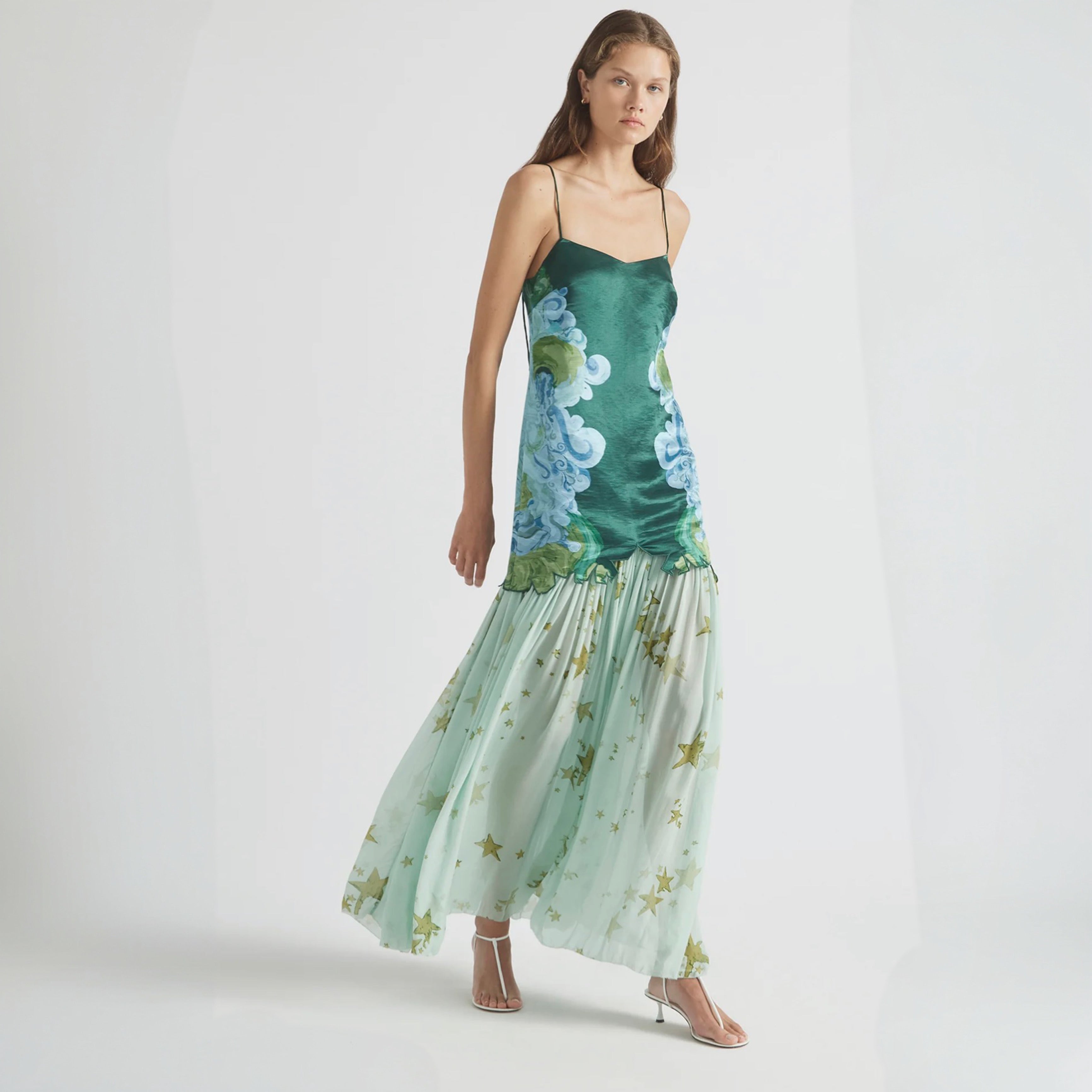 Antipodean Runaway Star Drop Waist Gown in Emerald