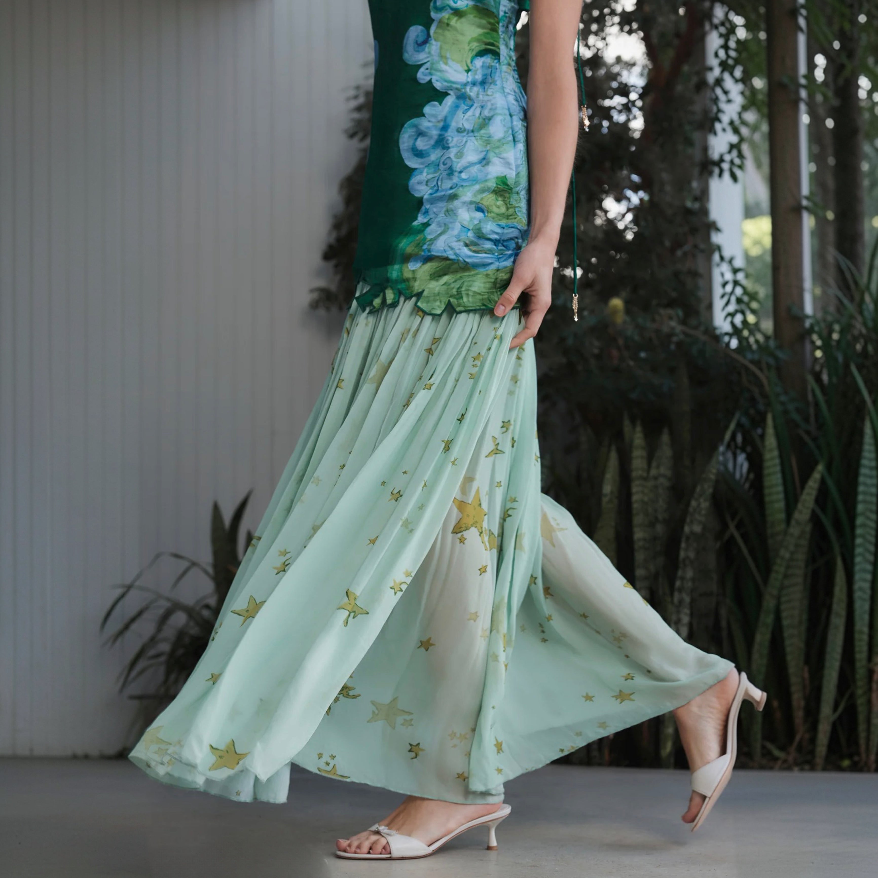 Antipodean Runaway Star Drop Waist Gown in Emerald
