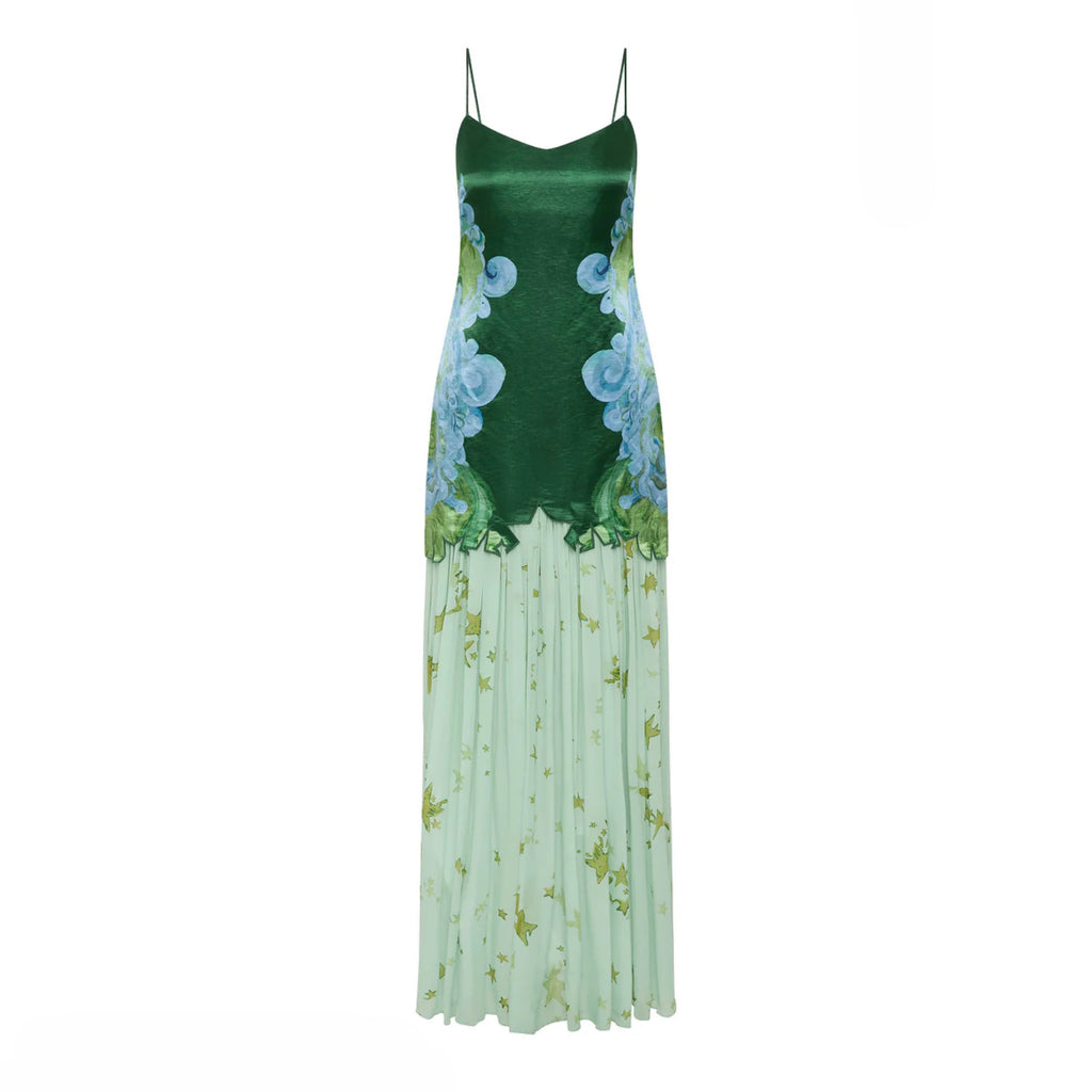 Antipodean Runaway Star Drop Waist Gown in Emerald