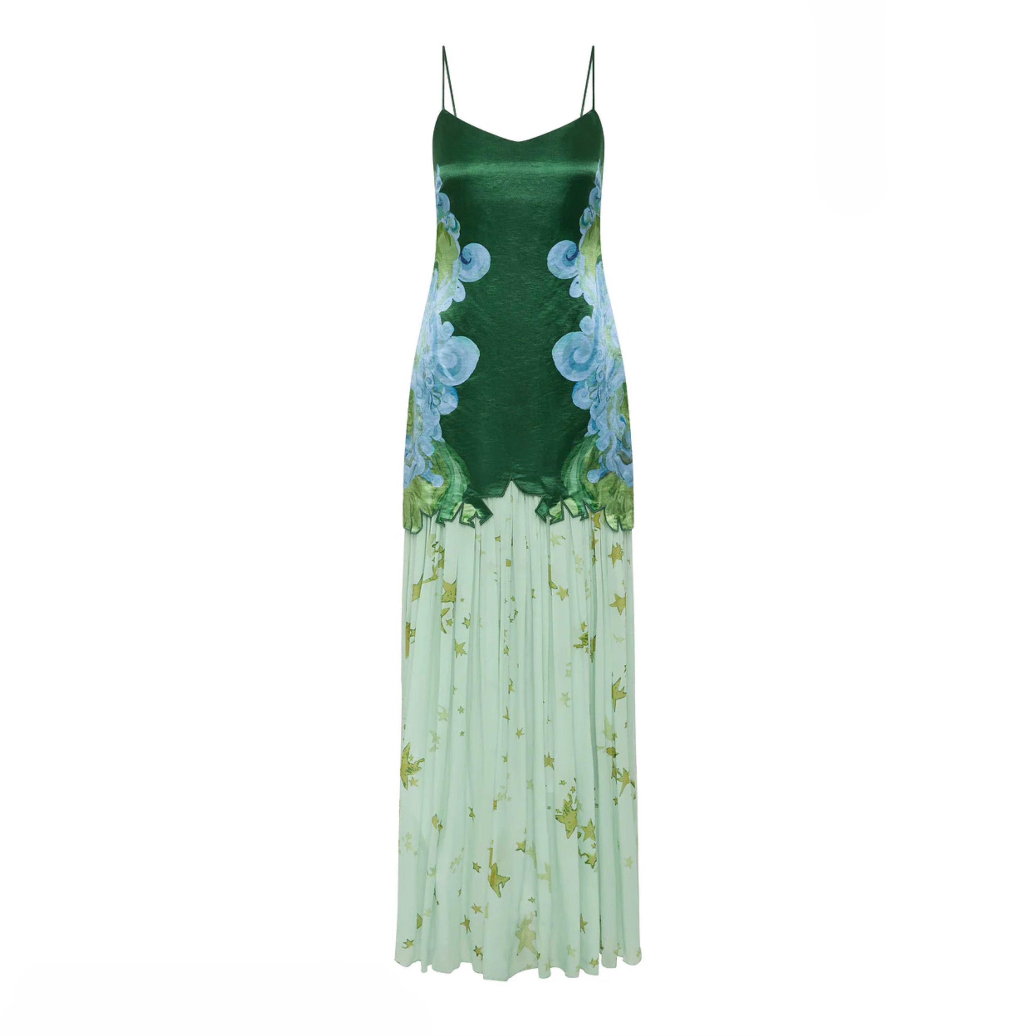 Antipodean Runaway Star Drop Waist Gown in Emerald