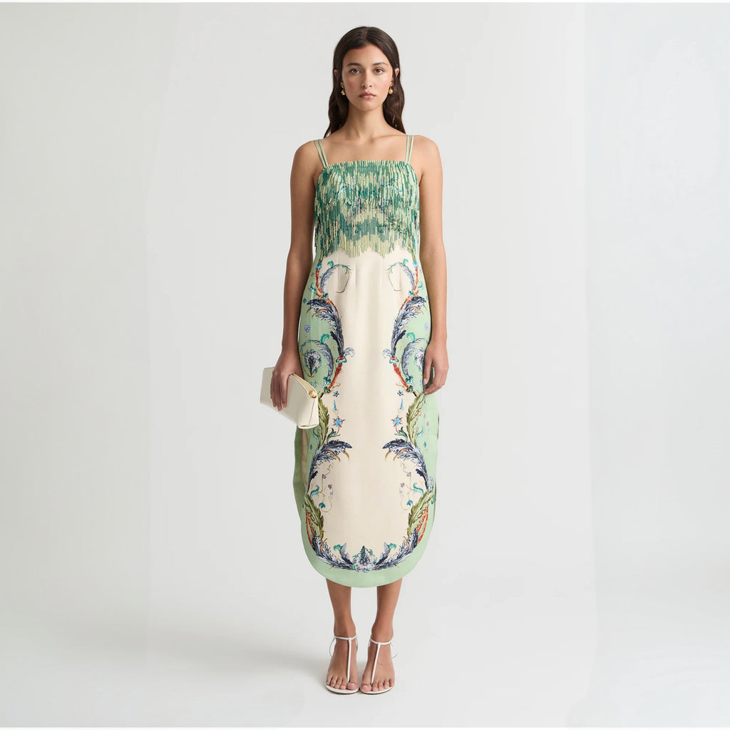 Antipodean Le Bon Bon Curved Fringe Bodice Dress – Azure