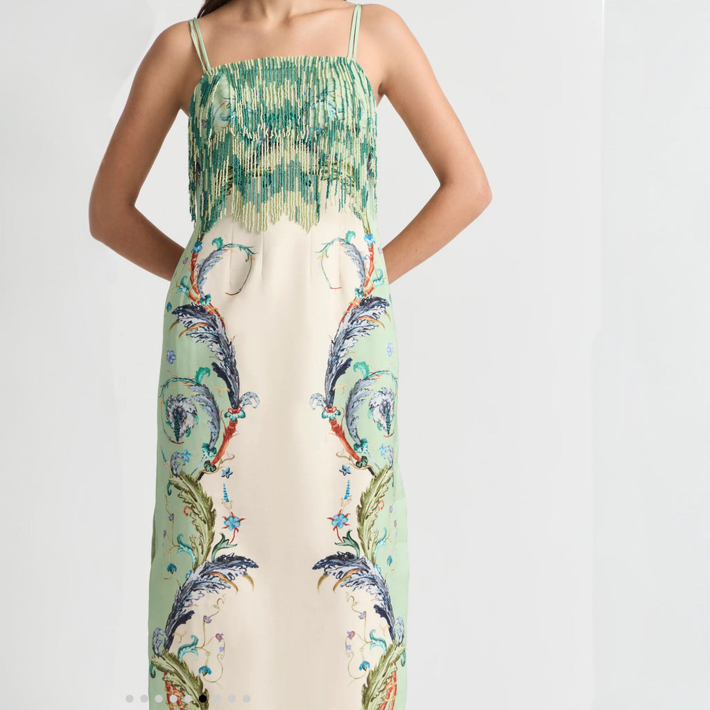 Antipodean Le Bon Bon Curved Fringe Bodice Dress – Azure