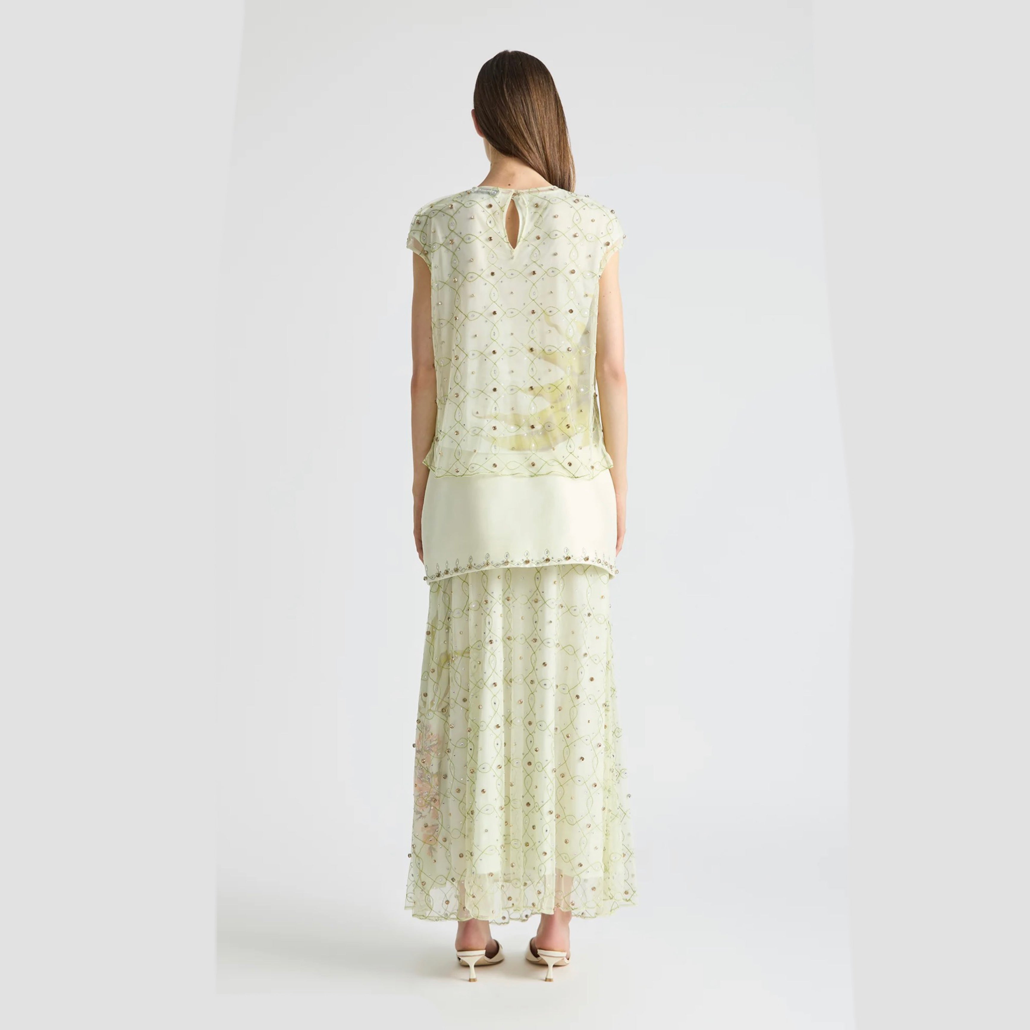 Antipodean Free Fall Micro-Mini with underskirt - Porcelain
