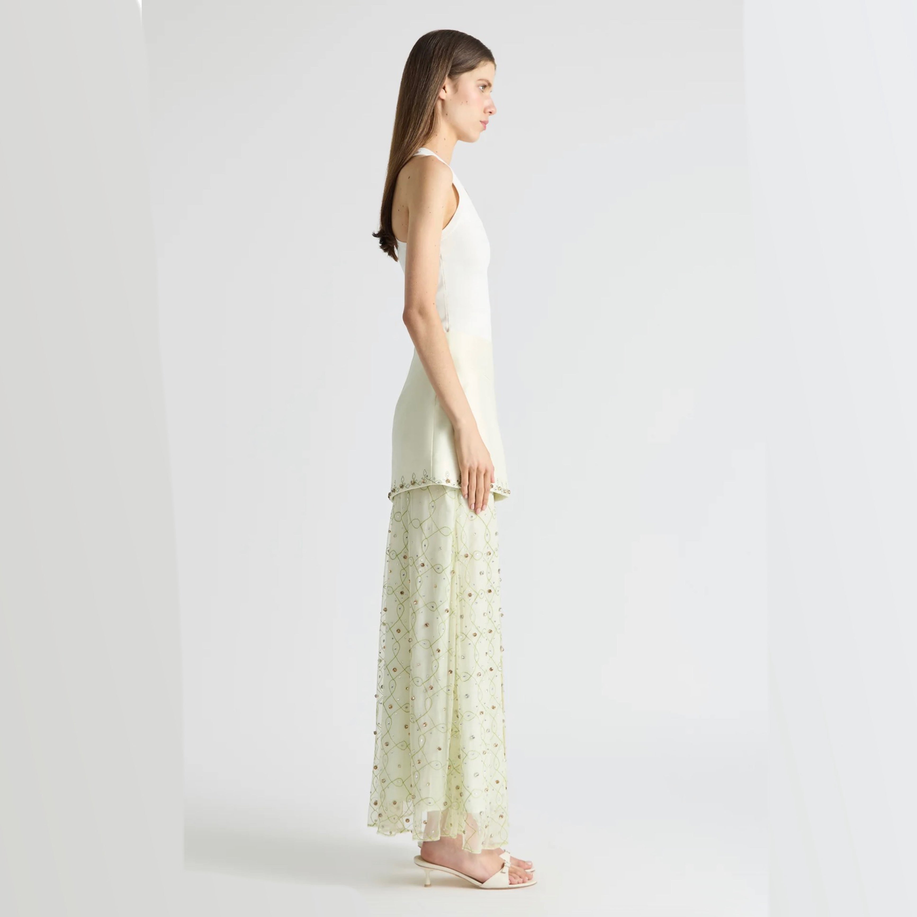 Antipodean Free Fall Micro-Mini with underskirt - Porcelain