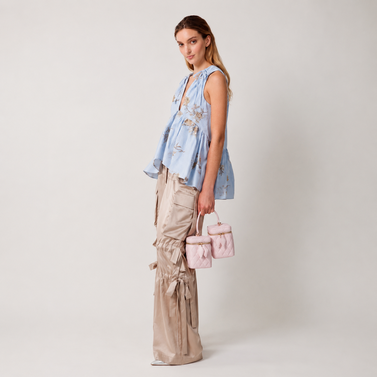 Aknvas - The Odin Trousers in Taupe Satin