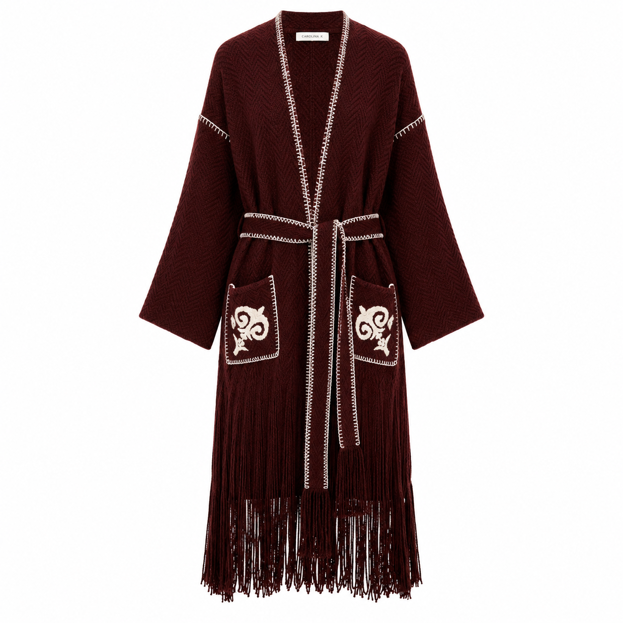 Carolina K Saddler Coat | Brown & Off White