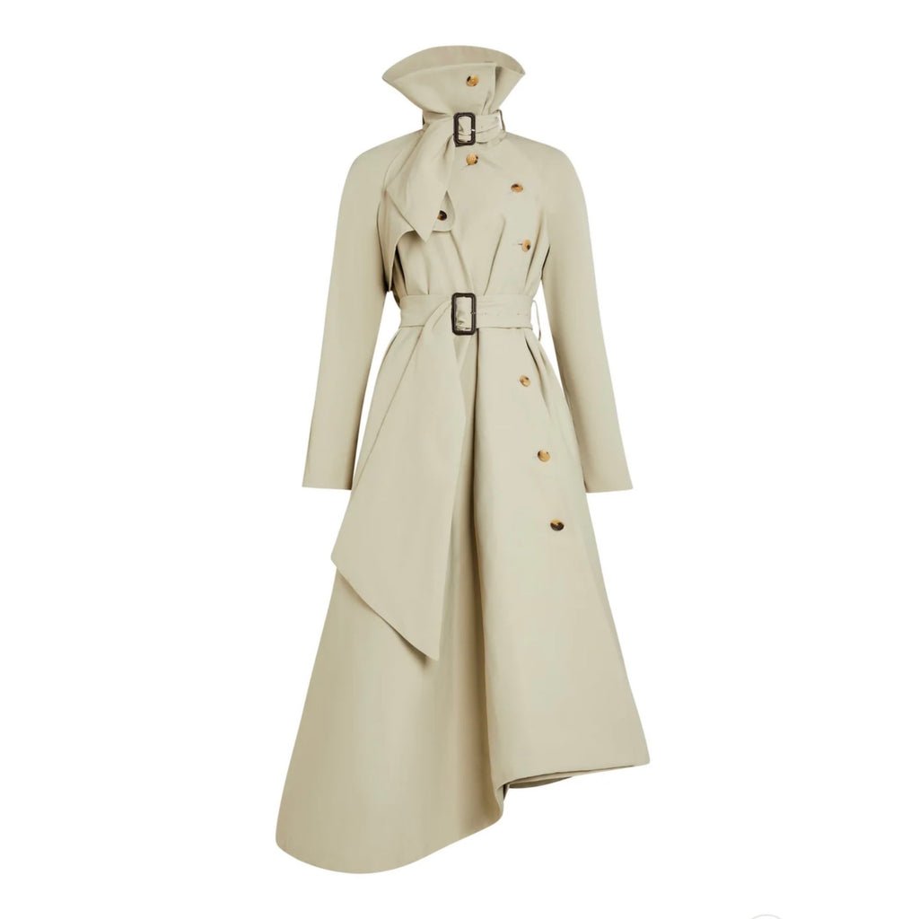 A.W.A.K.E. Mode Flared Belted Trench Coat | Light Khaki