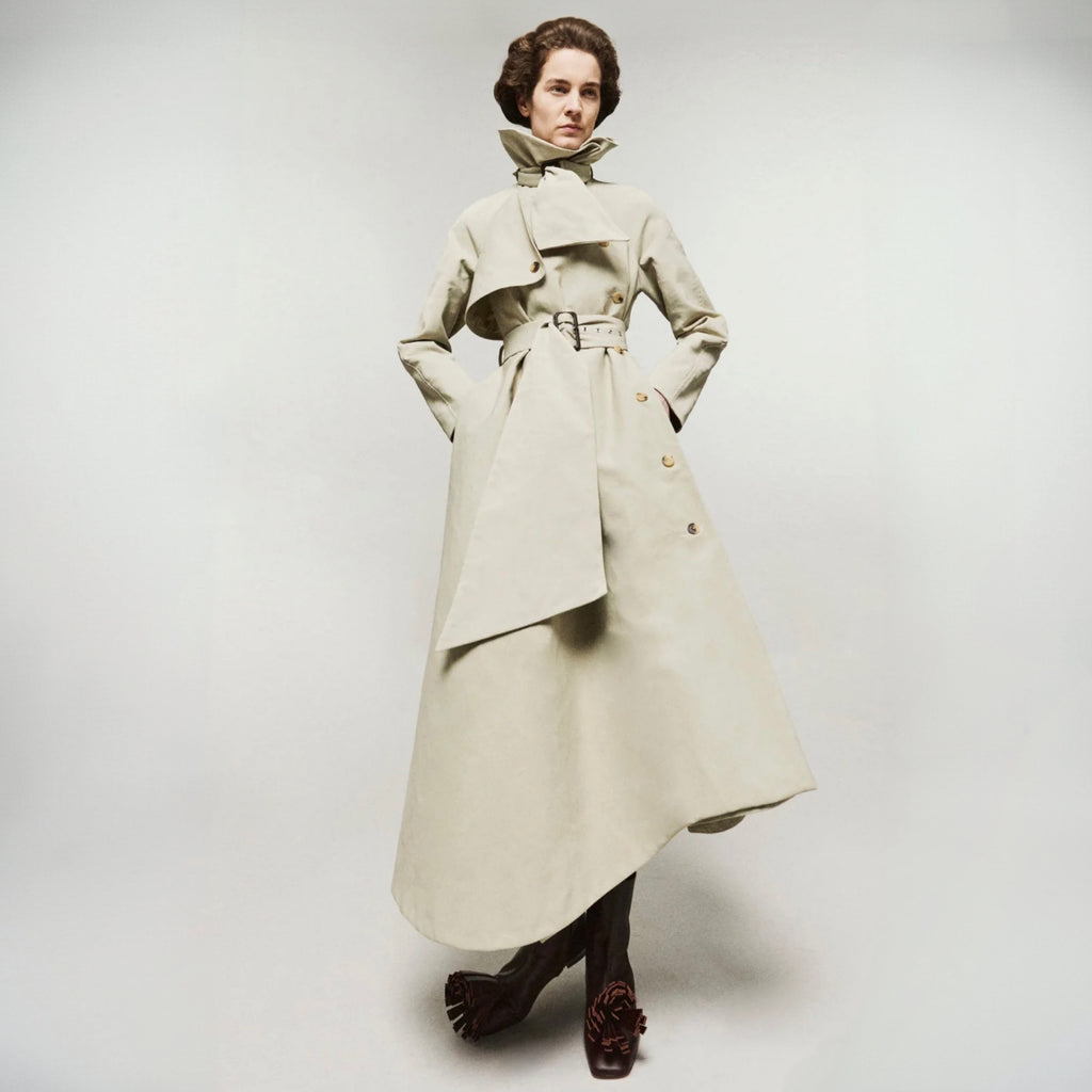 A.W.A.K.E. Mode Flared Belted Trench Coat | Light Khaki